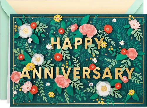 Tarjeta de aniversario Hallmark Signature para esposo, esposa, novio, novia (Flores)