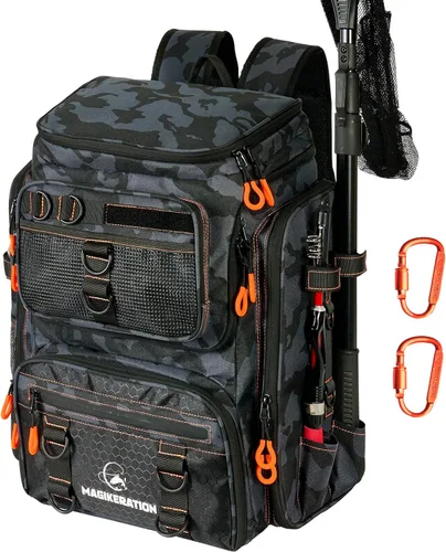 Miniatura 9 de Fishing Backpack with Rod Holders,900D Oxford Water-Resistant Fishing Gear,42L Large Storage Tackle Bag for Men