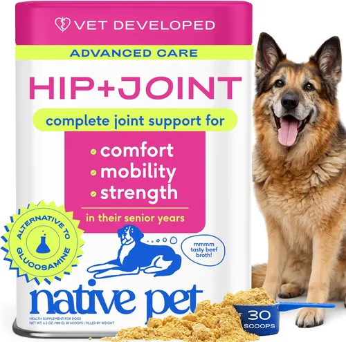 Native Pet Advanced Care - Suplemento para cadera y articulaciones para perros - Apoya articulaciones, cartílago, músculos y tiene propiedades