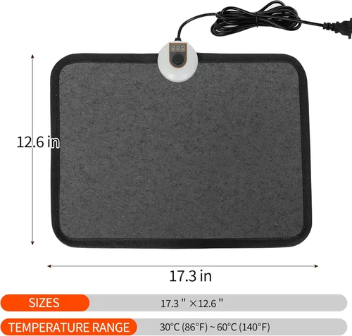 Miniatura 2 de Alfombrilla térmica para debajo del escritorio para calentador de pies, 7 ajustes de temperatura y almohadilla térmica de 55 W, reposapiés