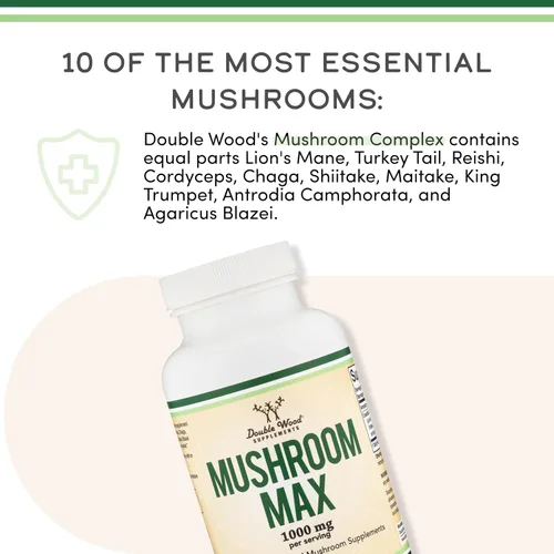 Miniatura 5 de Suplemento de mezcla de hongos, 1000 mg de los 10 hongos más importantes cultivados en EE. UU. (melena de león, reishi, cordyceps y más)