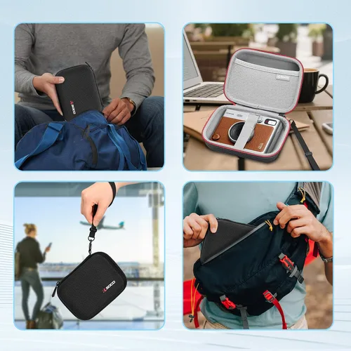Miniatura 5 de RLSOCO Funda de transporte para cámara instantánea Fujifilm Instax Mini EVO, soporta Instax Mini Evo, hojas de película instantánea, cable de carga