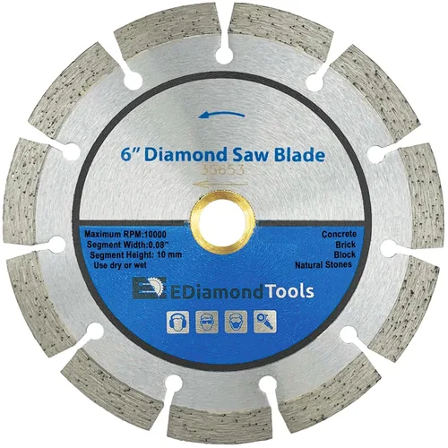 Miniatura 33 de Hoja de sierra de diamante segmentada de 4 "para hormigón, ladrillo, bloque y mampostería, altura de segmento de 0.394 in, eje de 7/8"-5/8