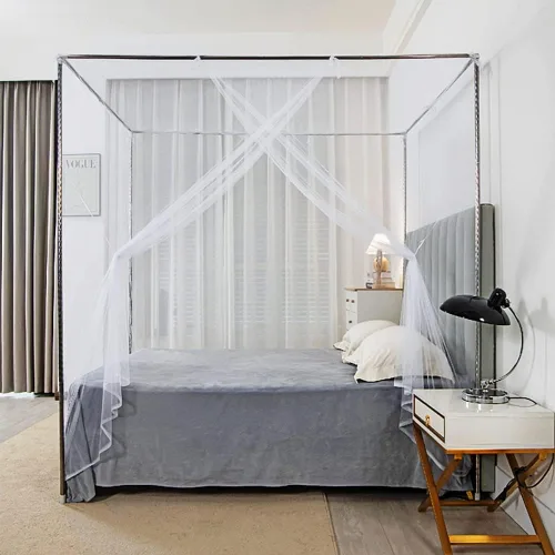 Miniatura 2 de Mosquitera de 4 esquinas con diseño de princesa de encaje para póster de cama, toldo de red, tamaño completo, ropa de cama blanca, decoración