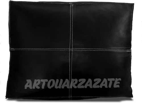 Miniatura 3 de ARTOUARZAZATE Puf cuadrado de cuero – Puf marroquí – Cuero genuino de piel de cabra – Decoración bohemia de sala de estar – Reposapiés Hassock
