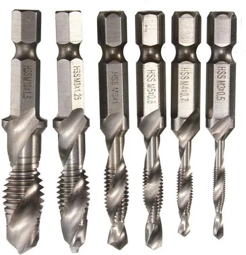 Miniatura 8 de 6 unids combinación 1/4 "hexagonal avellanador broca M3-M10 desbarbar tornillo avellanado HSS hexagonal dorado