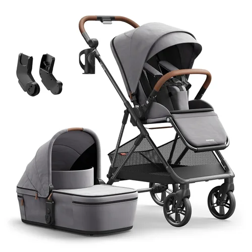 Miniatura 16 de MAMAZING Air Lux - Cochecito de bebé, marco de fibra de carbono de solo 15.8 libras, cochecito plegable compacto para niños pequeños con asiento Gris
