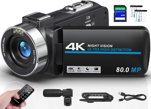 Miniatura 9 de Ultra 4K 80MP Camcorder Video Camera Vlogging Camera for YouTube IR Night Vision Camera 18X Digital Zoom 3.0 IPS Screen Video Recorder with 32GB SD
