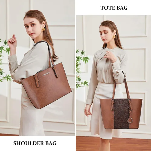 Miniatura 2 de Montana West Bolsa de mano para mujer, juego de bolso grande y bolsos de mano, colección en relieve, juego de 2 piezas
