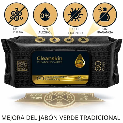 Miniatura 2 de CleanSkin - Toallitas limpiadoras para tatuajes de jabón verde, todo en uno, toallitas para tatuajes durante el tatuaje Cuidado posterior