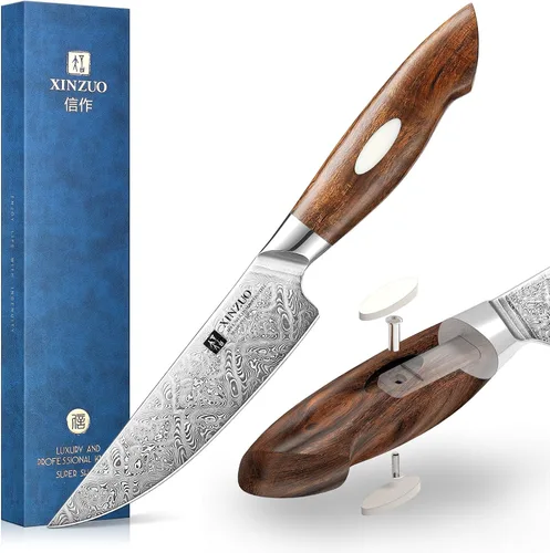 Miniatura 10 de XINZUO Cuchillo de chef de acero de Damasco de 8.3 pulgadas, 110 capas, cuchillo de cocina profesional forjado a mano, espiga completa, cuchillo