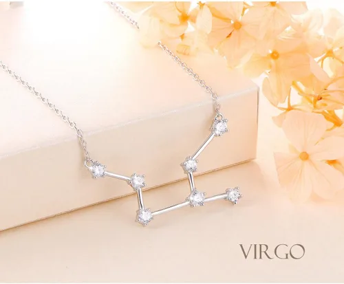 Miniatura 3 de Collar de plata de ley 925 con circonita cúbica, astrología, 12 constelaciones, signo del horóscopo, astrología, estrella del zodiaco, joyería