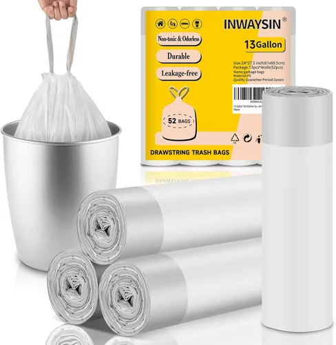 Miniatura 10 de Bolsas de basura pequeñas de 4 galones con cordón, Inwaysin bolsas de basura de 4 galones extra fuertes, bolsas de basura pequeñas para bote