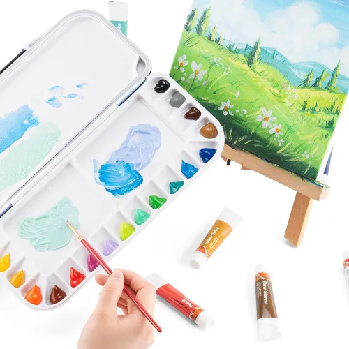 Miniatura 6 de Transon - Paleta de acuarela plegable con tapa de 18 cavidades, 2 áreas de mezcla y 1 bandeja de mezcla grande. También para paleta de pintura