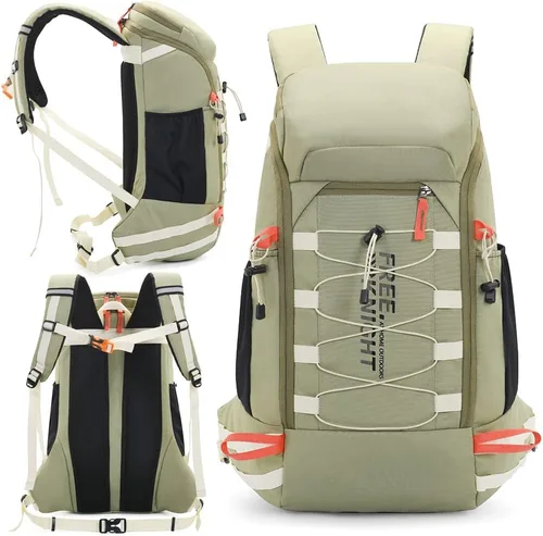 Miniatura 2 de Bseash Mochila impermeable de 40 L para senderismo, camping, con cubierta para lluvia, deportes al aire libre, para esquí, ciclismo (verde guisante)