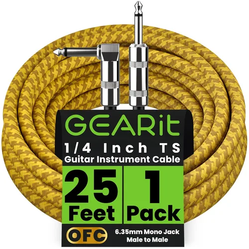 Miniatura 16 de GEARit Cable de instrumento de audio (10 pies) en ángulo recto a recto de 1/4 de pulgada macho a macho para cable AMP, base y guitarra eléctrica