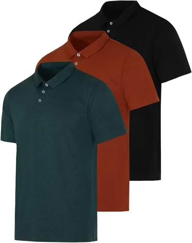 Real Essentials Paquete de 3: Polo de manga corta de algodón para hombre, de secado rápido, transpirable, (disponible en tallas grandes y altas)