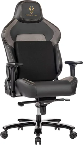 Silla de juegos grande y alta de 440 libras, silla de juegos con base de metal, espuma viscoelástica lumbar, reposabrazos ajustable 4D, silla de