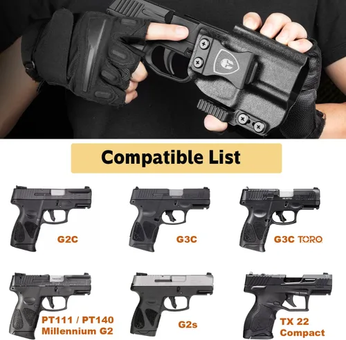 Miniatura 3 de Funda IWB de Kydex WARRIORLAND, Compatible con Glock 17/19/19X/20/21/26/43X/43Xmos, Hellcat Pro, Sig P320/P365/P365X/P365XL, G2C/G3C/G3, M&P