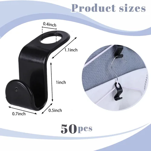 Miniatura 2 de MCPINKY Ganchos extensores de percha, 50 piezas de ganchos para colgar ropa, ganchos para colgar ropa, color negro