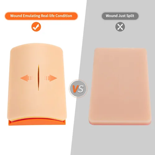 Miniatura 4 de Medarchitect Almohadilla de práctica de sutura incrustada de dos capas con base curvada antideslizante para uso educativo solamente