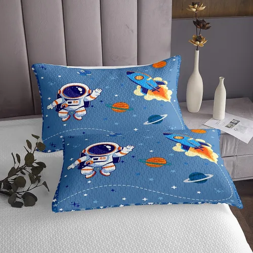 Miniatura 4 de Manfei Colcha de astronauta estadounidense para niños, tamaño individual, cielo estrellado y galaxia, espacio exterior, decoración de habitación