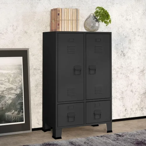 Miniatura 12 de Cabient de almacenamiento de metal de estilo industrial con 2 estantes, archivador de acero blanco con 6 puertas para oficina en casa, garaje