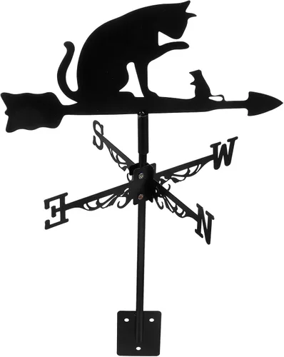 YARNOW Veleta de acero inoxidable para gatos y ratones, indicador decorativo de dirección del viento para patio, césped, fácil de instalar, duradero