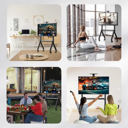 Miniatura 6 de Sylvox Soporte de TV con ruedas para televisores de 43 a 55 pulgadas, soporte de TV móvil de suelo, carga máxima de 88 libras, ruedas de bloqueo