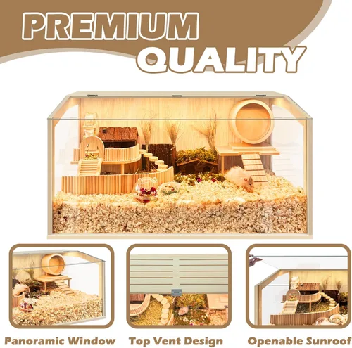 Miniatura 4 de Prolee Jaula para Hámster a Prueba de Masticación, Jaulas y Hábitats Grandes para Hámsteres de 32 Pulgadas, Jaulas para Cobayas con Tapa Abrible