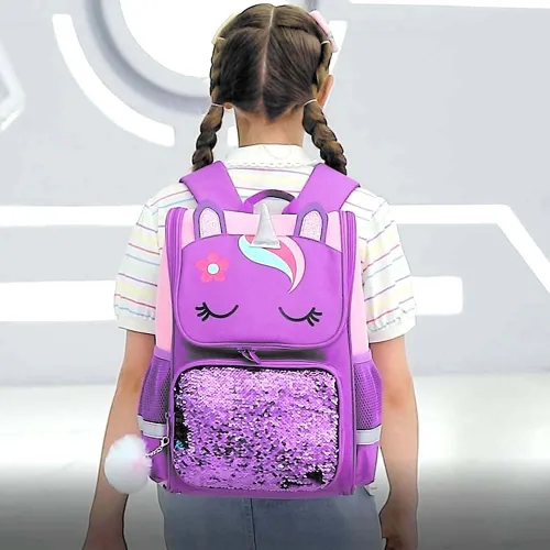 Miniatura 10 de KLFVB Mochila de 3 piezas para niñas y niños, bolsa de libros de dinosaurio de unicornio de 15 pulgadas con lonchera, bolsa escolar preescolar