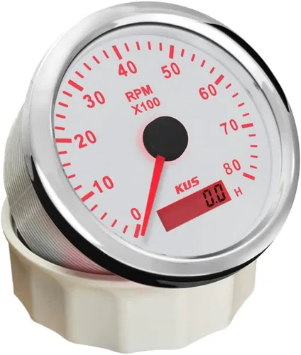 Miniatura 2 de KUS Tacómetro universal de 3.346 in 0-8000 RPM Contador REV con medidor de horas para motor de gasolina 12V/24V con retroiluminación