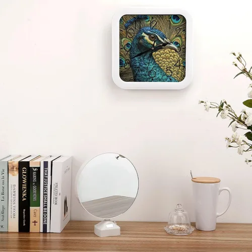Miniatura 4 de 10" Square Modern Wall Clock,Animal Patterns Print Kitchen Clocks Wall Battery Operated,Silent Non Ticking Unique Funny Cute Wall Clock for Living