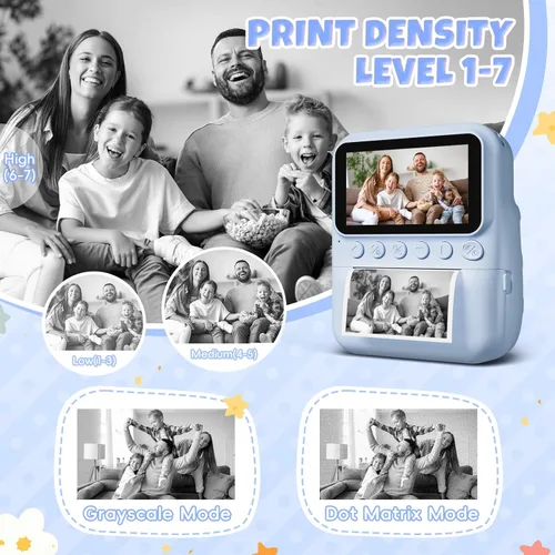Miniatura 4 de Cámara para niños, impresión instantánea, pantalla de 3.0 pulgadas, cámara instantánea de foto de 48 MP para niños con tarjeta de 32 GB, juguete