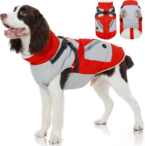 Miniatura 25 de FUAMEY Chaquetas de invierno para perros pequeños, abrigo para perros con arnés incorporado, trajes de nieve impermeables para perros, chaqueta