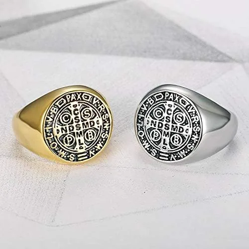 Miniatura 3 de Demon Protection Ghost Hunter CSBP - Anillo católico de San Benito con medalla de exorcismo de acero inoxidable