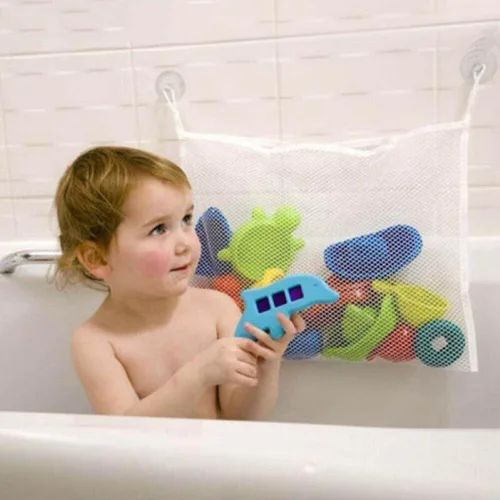 Miniatura 6 de Cesta de malla para niños, bañera de bebé, red de almacenamiento de juguetes, plegable, organizador de bolsa colgante para baño