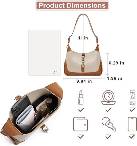 Miniatura 4 de POPSEWING Kit de trabajo de bolsa de cuero de vaca genuina para mujer, bolsa de hombro para manualidades, kit de fabricación de cuero con kit