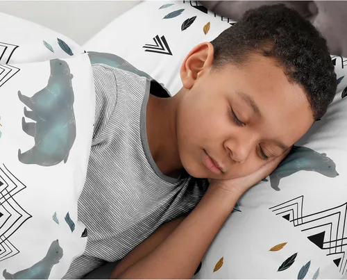 Miniatura 4 de Sweet Jojo Designs Juego de edredón individual de 2 piezas (montaña oso) para niños, ropa de cama para niños, ropa de cama en una bolsa con manta