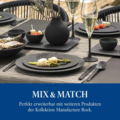 Miniatura 5 de Villeroy & Boch Manufacture Rock Starter - Juego de vajilla de porcelana de alta calidad, platos llanos para pasta, 2 platos, negro/gris