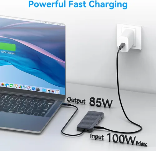 Miniatura 5 de Estación de acoplamiento USB C 3 HDMI, estación de acoplamiento 12 en 1, pantalla triple, base para monitor doble, concentrador USB-C 3 HDMI
