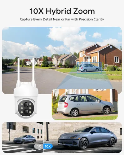 Miniatura 9 de Camcamp Sistema de cámara de seguridad inalámbrica con monitor, zoom de 10x 5MP cámara de seguridad de doble lente para exteriores con visión