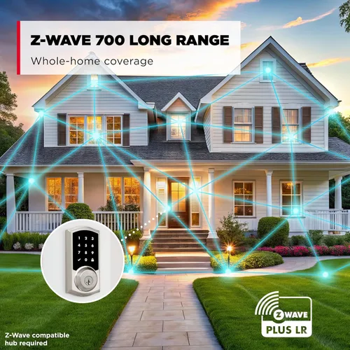 Miniatura 3 de Kwikset HomeConnect 918 Cerradura de pantalla táctil tradicional habilitada para Z-Wave de largo alcance, funciona con Ring Alarm, se requiere