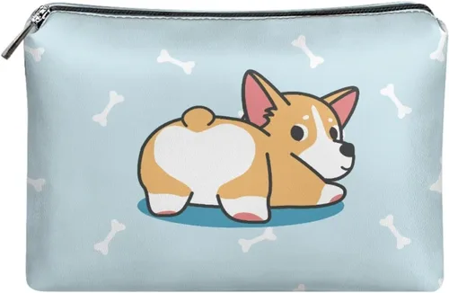 Miniatura 29 de Flashideas Bolsa de maquillaje portátil de cuero impermeable bolsa de cosméticos embrague maquillaje cepillo bolsa, Estampado De Mármol Azul 1