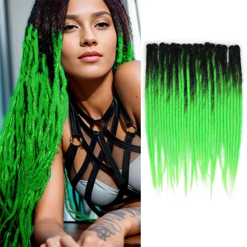 Miniatura 12 de Extensiones de cabello con clip de 16 pulgadas, extensiones de rastas sintéticas de color negro a bolnde de 16 pulgadas, 8 piezas de 32 hebras