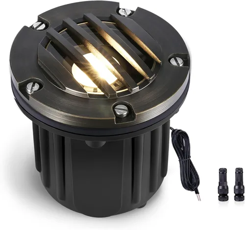 Miniatura 11 de Gardenreet Luz de pozo de latón - Iluminación de paisaje impermeable para exteriores de 12V LED enterrada, lámpara de bajo voltaje con bombilla
