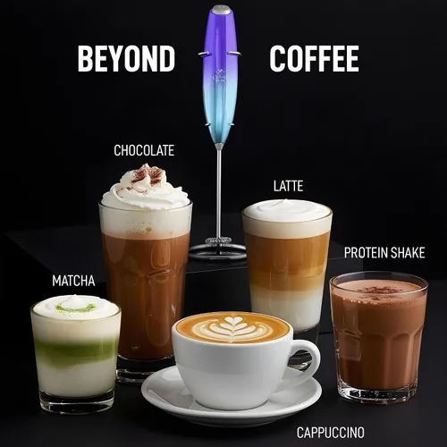 Miniatura 82 de Zulay Milk Boss Espumador de leche potente manual, hace espuma para latte, batidor para mezclar bebidas, café, miniespumador para capuchino, frappé