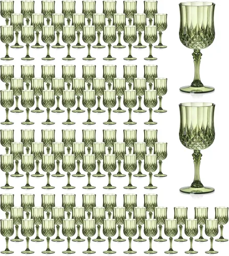 Miniatura 11 de XUWAIDSGN 48 Pcs Copas de Vino Vintage de Plástico de 7oz Vasos para Beber Vasos Irrompibles Cristalería para Bodas Copas de Agua de Cristal Goblets