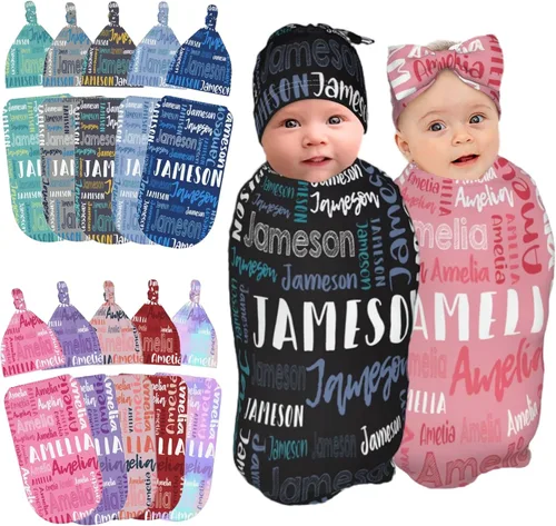 Miniatura 16 de Manta personalizada para bebé con capucha para niña y niño con nombre Mantas personalizadas para bebés para niñas y niños con nombre Artículos