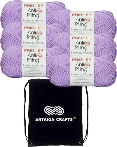 Miniatura 73 de Premier Yarns Everyday Anti-Pelusa Hilo Sólido Verde Pino DN100-8 (6-Madejas - Mismo Lote de Tinta) #4 Peso Estambre Acrílico para Tejer